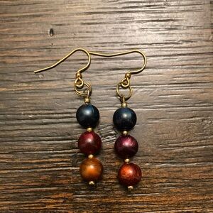 Handmade multicoloured metallic earrings